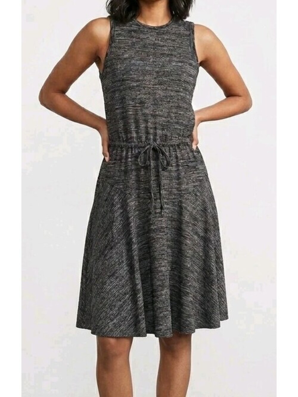 Mossimo Womens Dress Small S Heather Gray Space Dye Sleeveless Drawstring Knit